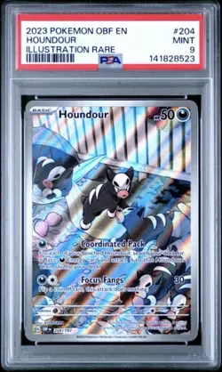 HOUNDOUR 2023 POKEMON OBSIDIAN FLAMES ILLUSTRATION RARE #204 MINT PSA 9 - Image 1