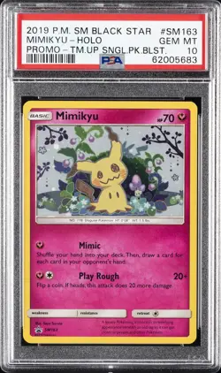2019 POKEMON SM BLACK STAR PROMO #SM163 MIMIKYU-HOLO PSA 10 - Image 1
