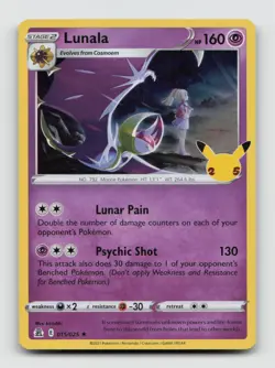 Lunala 015/025 Rare CEL Celebrations Holo Pokemon Holo NM/M - Image 1
