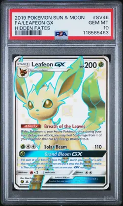 POKEMON LEAFEON GX SV46/SV94 HIDDEN FATES SHINY 2019 PSA 10 - Image 1