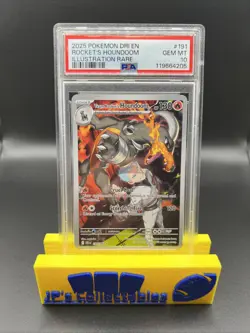 2025 Pokemon Destined Rivals Team Rocket's Houndoom 191 Illustration Rare PSA 10 - Image 1