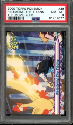 Topps Pokemon The Movie 2000 #39 Releasing The Titans PSA 8 Near MINT - Image 1