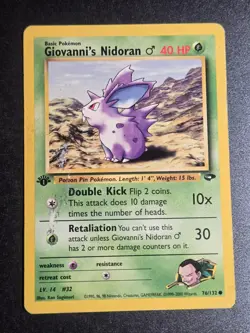 Giovanni's Nidoran M 76/132 DMG Gym Challenge Common Pokemon 1st Edition - Image 1