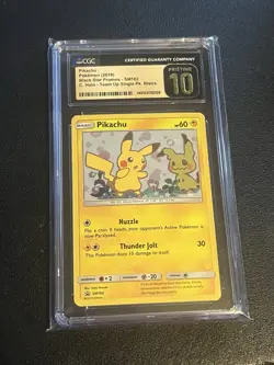 CGC Pristine 10 Pikachu SM162 Team Up Blister Promo Black Star Holo Pokemon 2019 - Image 1