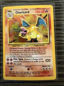 Pokemon TCG Base Set Unlimited 4/102 Charizard Holo Rare MP - Image 3