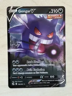 Pokemon TCG Gengar V 156/264 Fusion Strike Ultra Rare NM - Image 1