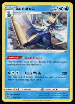 Samurott 035/185 Rare Vivid Voltage Pokemon Near Mint - Image 1