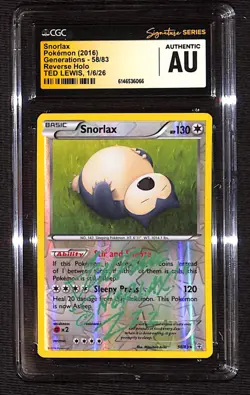 CGC Authentic Signed Ted Lewis Pokemon Snorlax 58/83 Generations Reverse Holo - Image 1
