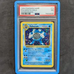 1999 Pokemon Game #13 SHADOWLESS POLIWRATH - Holo PSA 7 NM + GUARD (SEE CRACK) - Image 1