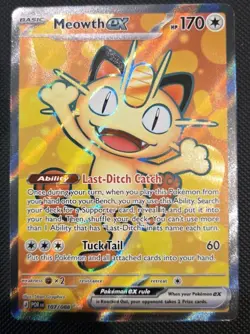 Meowth EX 107/88 Holo Ultra Rare Perfect Order Pokemon TCG - Image 1