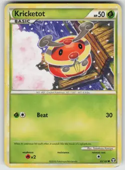 Kricketot 65/102 Common HGSS Triumphant Pokemon Damaged - Image 1