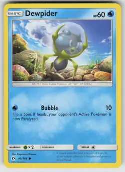 Dewpider 45/149 Common SM Base Set Pokemon Moderately Played - Image 1