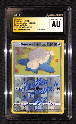 CGC Authentic Ted Lewis Pokemon Snorlax 206/264 Fusion Strike Reverse Holo - Image 1