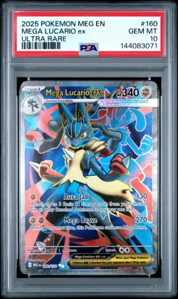 2025 POKEMON MEG EN-MEGA EVOLUTION ULTRA RARE #160 MEGA LUCARIO EX PSA 10 - Image 1