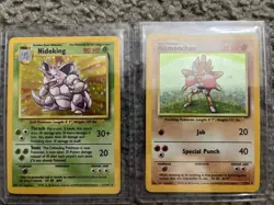 Pokemon TCG Base Set Lot Nidoking Holo 11/102 And Hitmonchan 7/102 LP/NM - Image 1