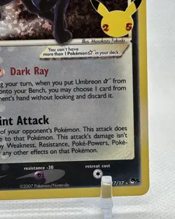 Pokemon TCG Umbreon Gold Star 17/17 Celebrations Classic Collection Holo MINT NM - Image 5