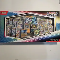 Pokemon Prismatic Evolutions Lucario EX & Tyranitar EX Premium Collections Box - Image 1
