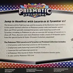 Pokemon Prismatic Evolutions Lucario EX & Tyranitar EX Premium Collections Box - Image 3