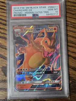 Pokemon p.m. Small Black Star # SM211 CHARIZARD GX Promo Hidden Fates Tin - Image 1