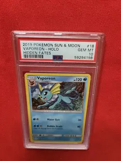 GEM MINT Pokemon: Vaporeon #18/68 Hidden Fates Holo Rare 2019 - PSA 10 - C49 - Image 4