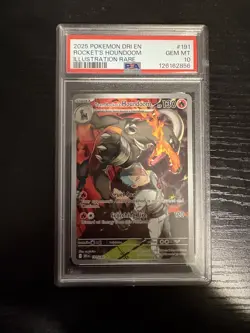 2025 POKEMON DRI EN-DESTINED RIVALS #191 TEAM ROCKET'S HOUNDOOM PSA 10 - Image 1