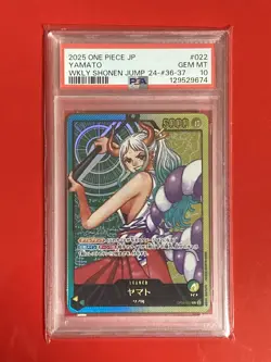 2025 PSA 10 Yamato OP06-022 Promo Japanese ONE PIECE Card LECAFIG Shonen Jump - Image 1