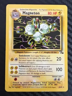 Pokemon TCG Magneton Rare Unlimited Fossil Set 26/62 HP - Image 1