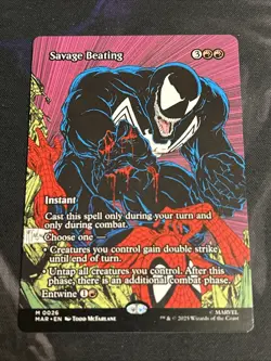 Savage Beating (Borderless) Marvel Universe NM MTG - Image 1