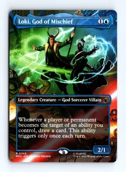 Loki, God of Mischief (Borderless) 0343 (R) MTG Marvel Super Heroes (MSH) - Image 1