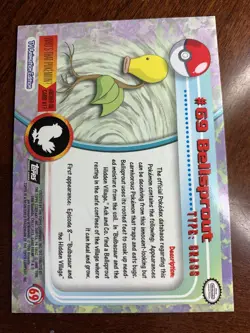 1999 Topps Pokemon TV #69 Bellsprout Rainbow Foil Black Logo B - Image 2
