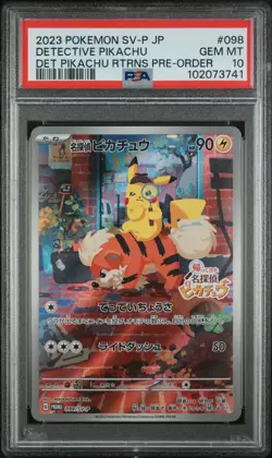 2023 POKEMON JAPANESE SV-P PROMO #098 DETECTIVE PIKACHU PSA 10 - Image 1