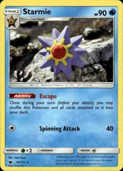 Starmie 16/111 Rare Crimson Invasion Pokemon Yuki Morii Lightly Played - Image 1