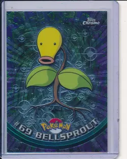 2000 Pokemon Topps Chrome TV BELLSPROUT #69 Base Holo Foil - Image 1