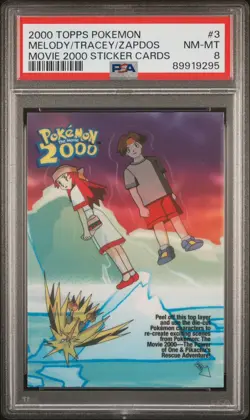 2000 Topps Pokemon Melody Tracey Zapdos Sticker Cards #3 PSA 8 - Image 1