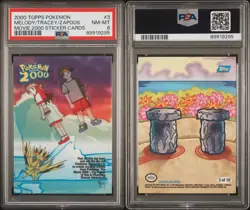 2000 Topps Pokemon Melody Tracey Zapdos Sticker Cards #3 PSA 8 - Image 3