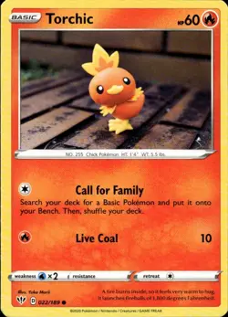 Torchic 022/189 Common Darkness Ablaze Pokemon Yuki Morii Lightly Played - Image 1