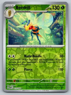 Beedrill 015/165 Rare 151 Pokemon Reverse Holo Near Mint - Image 1