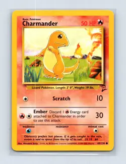 Charmander 69/130 Common Base Set 2 Pokemon Lightly Played - Image 1