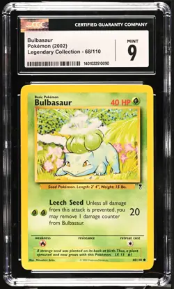 CGC 9 Bulbasaur 2002 Legendary Collection 68/110 Pokemon - Image 1