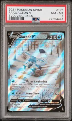 Pokemon TCG Glaceon V 175/203 Evolving Skies Ultra Rare Full Art Holo PSA 8 - Image 1
