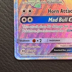 Pokemon Tauros GX Rainbow Holo Sun and Moon 156/149 - Image 5