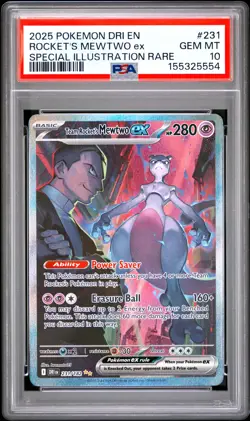 2025 POKEMON DRI EN-DESTINED RIVALS #231 TEAM ROCKET'S MEWTWO EX PSA 10 - Image 1
