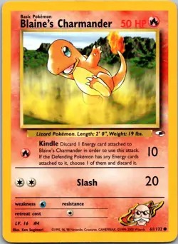 Blaine's Charmander 61/132 Common Gym Heroes Pokemon Unlimited Near Mint - Image 1