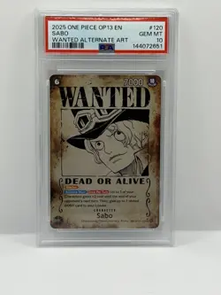 2025 ONE PIECE OP13-CARRYING ON HIS WILL WANTED ALTERNATE ART #120 SABO PSA 10 - Image 1