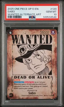 2025 ONE PIECE OP13-CARRYING ON HIS WILL WANTED ALTERNATE ART #120 SABO PSA 10 - Image 1