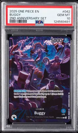 2025 ONE PIECE ENGLISH VERSION 2ND ANNIVERSARY SET #042 BUGGY PSA 10 - Image 1