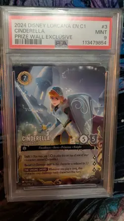 DISNEY LORCANA EN C1-LORCANA CHALLENGE PROMO #3 CINDERELLA - STOUTHEARTED PSA 9 - Image 1