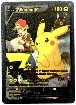 Pokemon Pikachu V Basic Black Foil Fan Art Texture Collector - Image 1