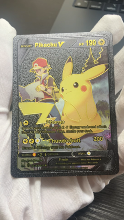 Pokemon Pikachu V Basic Black Foil Fan Art Texture Collector - Image 2