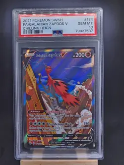 2021 Pokemon Chilling Reign Galarian Zapdos V Alt Art 174/198 PSA 10 GEM MINT - Image 2